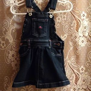 Wrangler Girls size 18‎ months blue denim jumper ruffled pocket bib adjustable